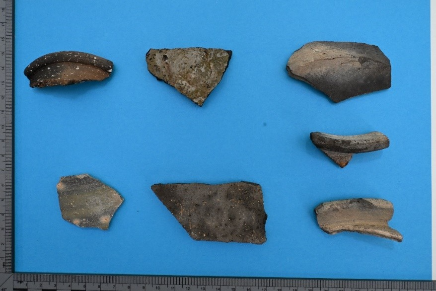 Above, Photo 2: Ancient and unrelated (medieval) pottery recovered in the first six weeks of excavation. Credit: ODAIT